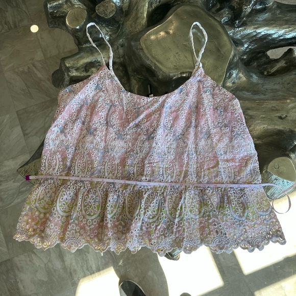 Feather Bone by Anthropologie. Eyelet Cropped Top. Overlap opening in back. - Picture 11 of 15